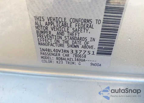 2024 Nissan Altima Sv Fwd z USA, uszkodzony, nr VIN 1N4BL4DV3RN337751